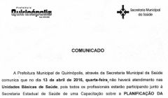 Profissionais das UBS Participam de uma Capacitação Nesta Quarta-Feira 13/04.