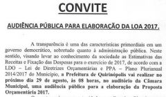 Audiência Pública Para Elaboração da LOA 2017.