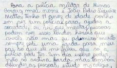 Carta de um menino de 11 anos à Polícia Militar