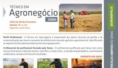 Matrículas abertas para o curso Técnico em Agronegócio!!! 